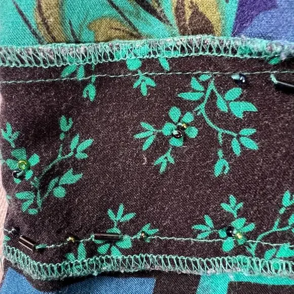 Vintage Plus Size 2 Piece Set 22W 24W Teal Patchwork Rayon Pants Shirt Outfit - Picture 13 of 16